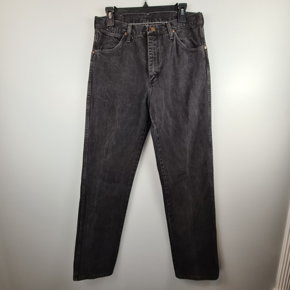 Wrangler Cowboy Cut Black Wash Jeans Mens 33x34 (fits 30x33) USA High Rise